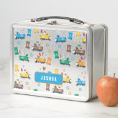 ごみカラフルトラックとビンのリサイクル メタルランチボックス (インサイチュ)