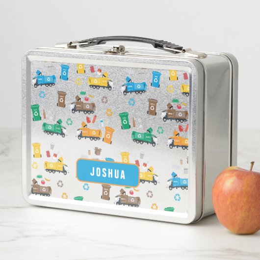 ごみカラフルトラックとビンのリサイクル メタルランチボックス (インサイチュ)