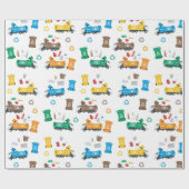 ごみカラフルトラックとビンのリサイクル ラッピングペーパー (フラット)