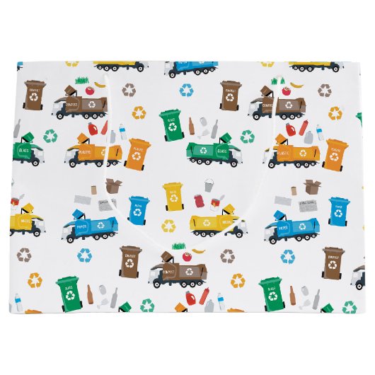 ごみカラフルトラックとビンのリサイクル ラージペーパーバッグ (正面)