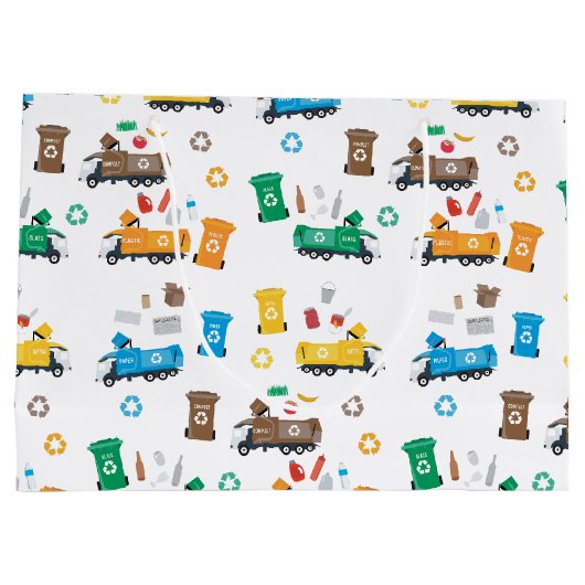 ごみカラフルトラックとビンのリサイクル ラージペーパーバッグ (裏面)