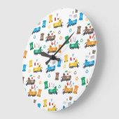 ごみカラフルトラックとビンのリサイクル ラージ壁時計 (傾斜)