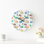 ごみカラフルトラックとビンのリサイクル ラージ壁時計 (ホーム)
