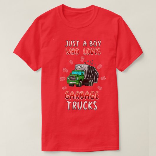 ごみトラックが大好きな少年 Tシャツ (デザイン正面)