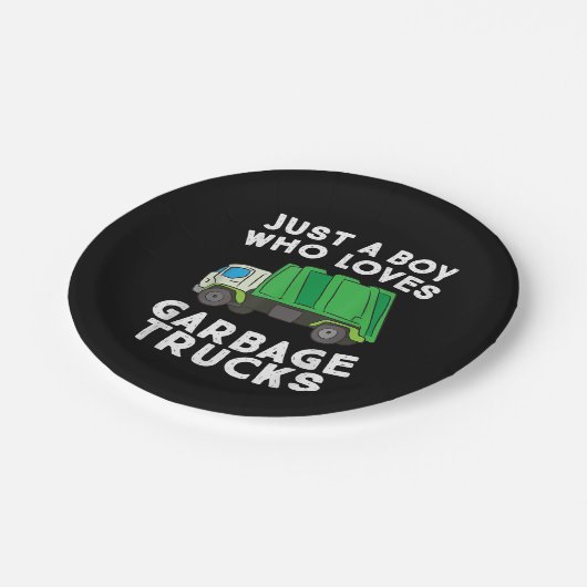 ごみトラックが大好きな男の子 ペーパープレート (アングル)