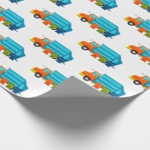 ごみトラックとゴミ箱の子供 ラッピングペーパー (角)