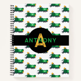 ごみトラックのキッズモノグラムスクールのリサイクル ノートブック