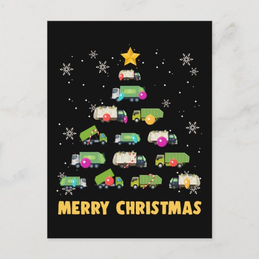 ごみトラックのクリスマスツリー少年トラック ポストカード (正面)