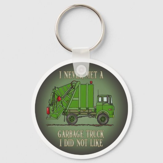 ごみトラックのグリーンオペレータ引用文キーチェーン キーホルダー (正面)