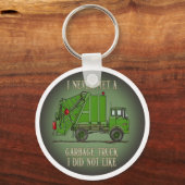 ごみトラックのグリーンオペレータ引用文キーチェーン キーホルダー (正面)