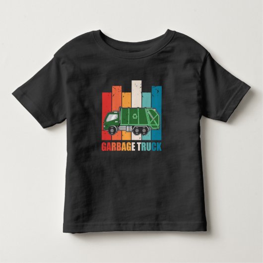 ごみトラックのゴミのリサイクル作業 トドラーTシャツ (正面)