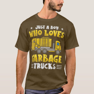 ごみトラックのトラックのトラをダンプするのが大好きな少年 Tシャツ