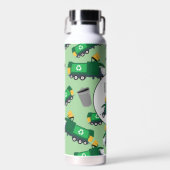 ごみトラックのパターン少年の名前のリサイクル ウォーターボトル (正面)