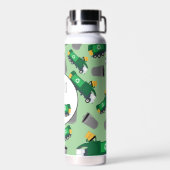 ごみトラックのパターン少年の名前のリサイクル ウォーターボトル (背面)