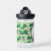 ごみトラックのパターン少年の名前のリサイクル ウォーターボトル (正面)