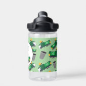 ごみトラックのパターン少年の名前のリサイクル ウォーターボトル (背面)