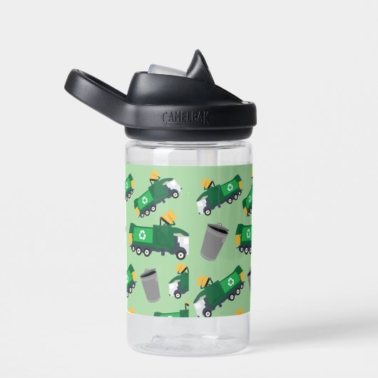 ごみトラックのパターン少年の名前のリサイクル ウォーターボトル (右面)