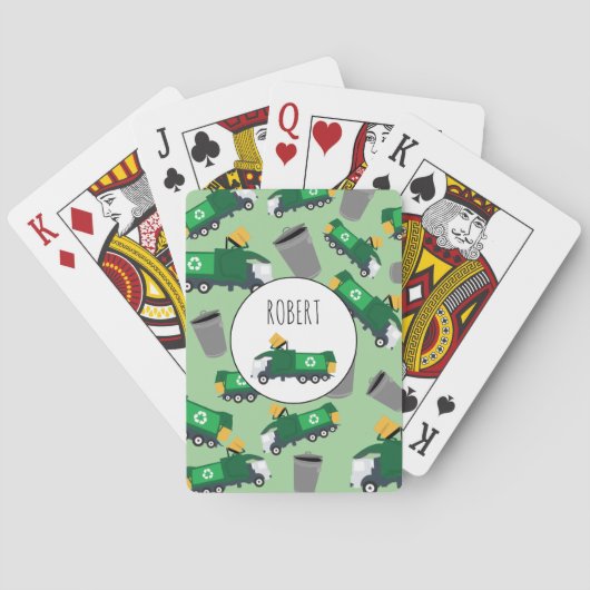 ごみトラックのパターン少年の名前のリサイクル トランプ (裏面)