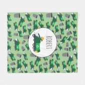 ごみトラックのパターン少年の名前のリサイクル フリースブランケット (正面(横))