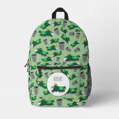 ごみトラックのパターン少年の名前のリサイクル プリントバックパック (正面)