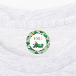 ごみトラックのパターン少年の名前の学校のリサイクル ラベル