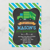 ごみトラックのパーティー誕生日の招待 招待状 (正面/裏面)