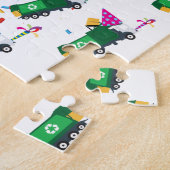 ごみトラックのリサイクルパーティーパターン ジグソーパズル (側面)