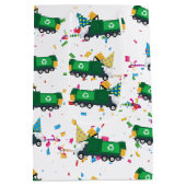 ごみトラックのリサイクルパーティーパターン ミディアムペーパーバッグ (裏面)