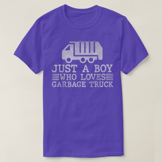 ごみトラックの幼児トラックが大好きな少年 Tシャツ (デザイン正面)