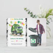 ごみトラックの誕生日パーティーの写真 招待状 (スタンド正面)