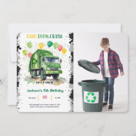 ごみトラックの誕生日パーティーの写真 招待状
