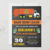 ごみトラックの誕生日パーティーの招待をリサイクル 招待状 (正面)