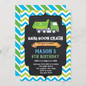 ごみトラックの誕生日パーティーの招待 招待状 (正面/裏面)