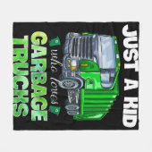 ごみトラックの贈り物が大好きな子どもおもしろいだ フリースブランケット (正面(横))