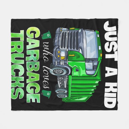ごみトラックの贈り物が大好きな子どもおもしろいだ フリースブランケット (正面(横))