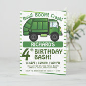 ごみトラックをテーマにした子供ごみパーティー誕生日 招待状 (スタンド正面)