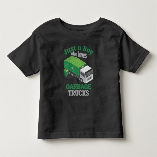 ごみトラックを愛する少年の幼児リサイククールル トドラーTシャツ (正面)