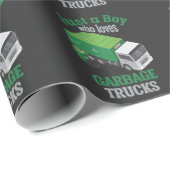 ごみトラックを愛する少年の幼児リサイククールル ラッピングペーパー (ロールコーナー)