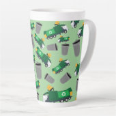 ごみトラックパターンのリサイクル カフェラテマグ (右アングル)