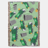 ごみトラックパターンのリサイクル スローブランケット (正面縦)