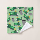 ごみトラックパターンのリサイクル バスタオルセット (ウォッシュタオル)