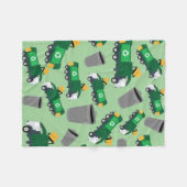 ごみトラックパターンのリサイクル フリースブランケット (正面(横))