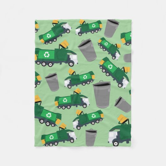 ごみトラックパターンのリサイクル フリースブランケット (正面)