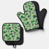 ごみトラックパターンのリサイクル 鍋つかみ&鍋敷きセット (正面/裏面)