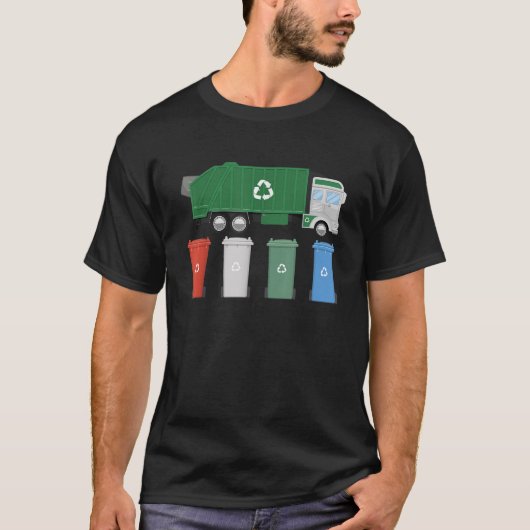ごみトラックリサイクルビンごみ日ごみTru Tシャツ (正面)