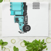 ごみトラック漫画イラストレーション キッチンタオル (折り畳み)