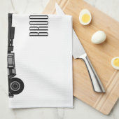 ごみトラック漫画イラストレーション キッチンタオル (四つ折り)