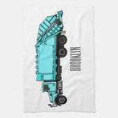 ごみトラック漫画イラストレーション キッチンタオル (縦)