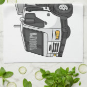 ごみトラック漫画イラストレーション キッチンタオル (折り畳み)