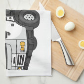 ごみトラック漫画イラストレーション キッチンタオル (四つ折り)